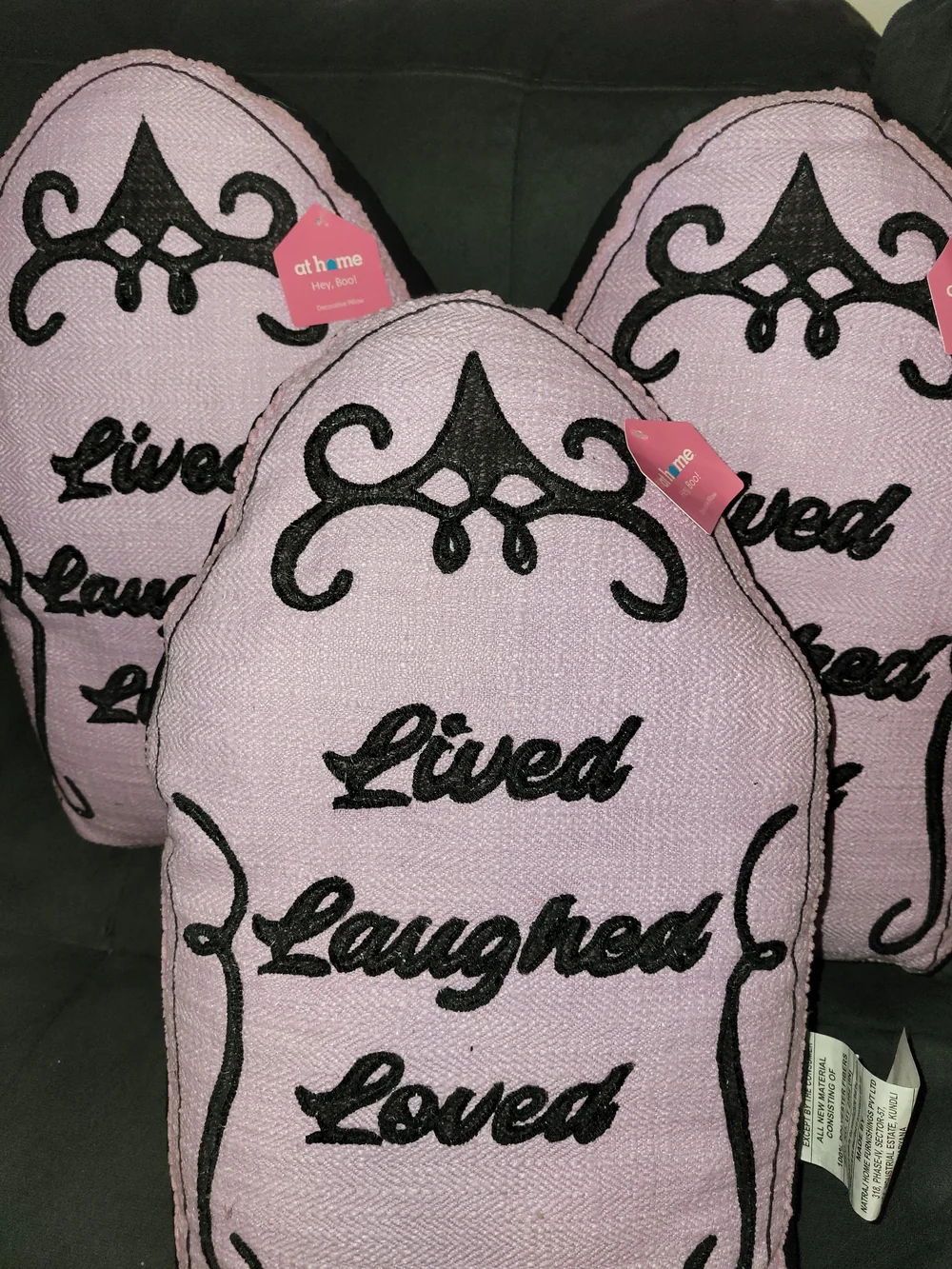 Lived Laughed Loved Pink Embroidered Holiday Pillow